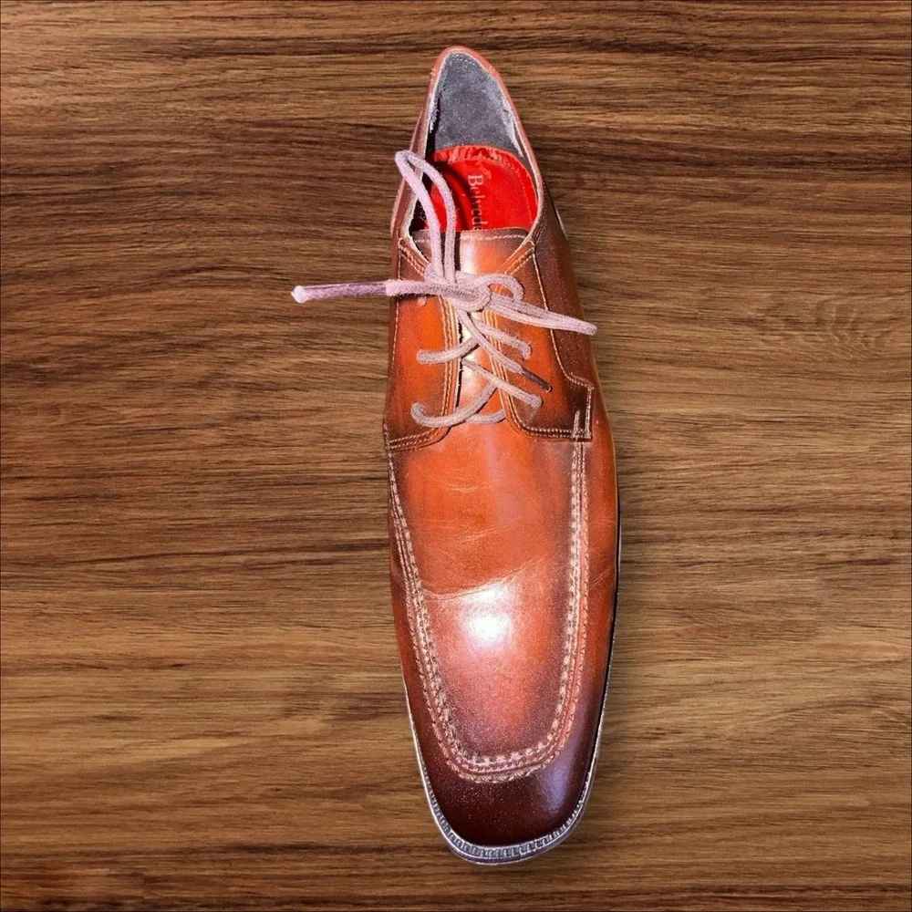 Belvedere Newcastle‎ Leather Oxford Dress Shoes Brown Men's Size 9D Made Brazil